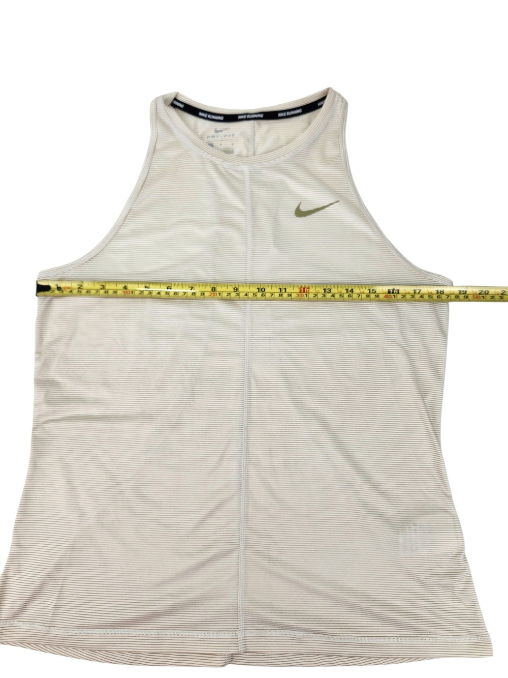 Nike Running Dri-FIT Tank Top Women's Large Cream Tan Stripe Racerback Athletic - Picture 14 of 15